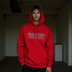 Diseño de alta calidad Street Acid Wash Vintage Screen Print Hoodie Oversized Rhinestone Hoodie Heavyweight 100% Cotton Hoodie - Product Image 4