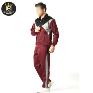ชุดเสื้อแจ็กเก็ตและกางเกงสำหรับผู้ชายผ้าโพลีเอสเตอร์สัมผัสนุ่มมีซิปสไตล์ผ้าโพลีเอสเตอร์ - Product Image 3