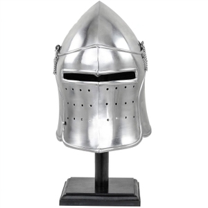 Bascinet Visored Barbuta Steel Helmet | Casco y armadura de caballero coleccionable medieval | Tocado de disfraz de fiesta de Halloween - Product Image 4