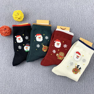 Haute qualité écologique noël père noël tricoté coton équipage chaussettes hiver cadeau femmes enfants corps cheville manchette - Product Image 2
