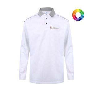 Polo de manga larga personalizado para hombre, uniforme de empresa, color puro, 170gsm, poliéster - Product Image 1