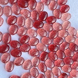 Natural <b>Strawberry</b> Quartz Oval Cabochon Gemstone 5x7 mm Flat Back Loose Gemstones - Product Image 1
