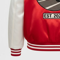 Veste de baseball en satin personnalisée avec logo sur le devant pour hommes, avec broderie en chenille, style streetwear, coupe-vent d'hiver, écologique