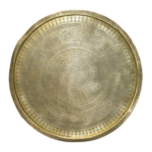 Assiette ronde en laiton arabe de haute qualité avec gravure, finition polie pour une utilisation en cuisine et comme assiette décorative - Product Image 4