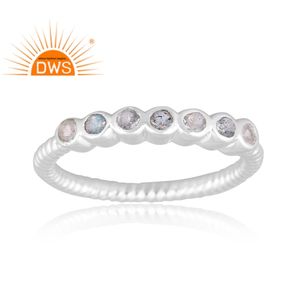 Mejor Venta de plata esterlina fina labradorita natural y piedra de la luna del arco iris anillo de declaración de piedras preciosas fabricante de joyería personalizada - Product Image 3