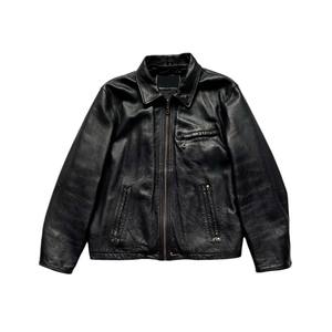 Veste en cuir de vachette noire mode coupe-vent respirant vintage fermeture éclair style hip hop blouson aviateur américain adulte - Product Image 3