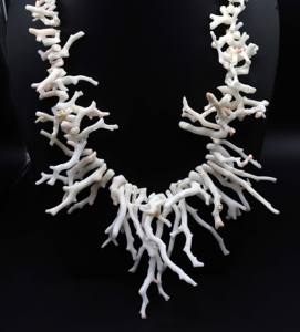 สร้อยคอลูกปัดปะการังสีขาวสไตล์ญี่ปุ่นสร้อยคออัญมณีแฮนด์เมดสำหรับผู้หญิงขนาด18นิ้ว91X4MM 21X3MM ขนาดใหญ่ (N-14) - Product Image 3