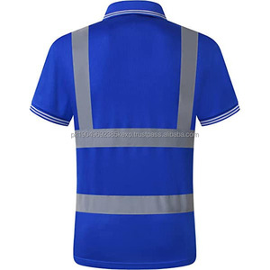 High Visibility Reflective Safety Polo T <b>Shirts</b> With Pockets And Reflective Tape Workwear Polo <b>Shirts</b> For Men - Product Image 2