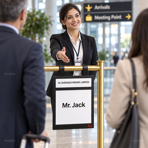 Panneau d'Accueil Moderne pour Hôtels et Aéroports Divris avec Cuir Noir et Bois, Étanche et Écologique - Product Image 2