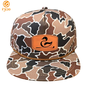 Wholesale Custom 5 Panel Polyester/Cotton Camouflage Sporty Unstructured Snapback <b>Camo</b> Hunting 256 Ri <b>Caps</b> Rope Outdoor - Product Image 5