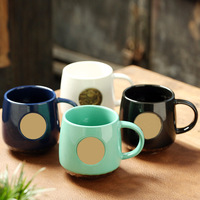 Cangkir air perjalanan keramik dengan cangkir mug kopi tembaga medali perunggu mug skala ikan enamel logo kustom perusahaan sekolah