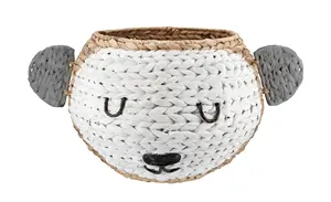 Monkey Nursery Storage Agua Jacinto Tejido Niños Cesto Habitación de niños Cesta natural Tejida a mano - Product Image 3