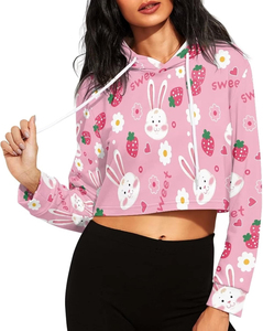 Nuevo estilo Top Trending Mujeres Sublimación Crop Top Hoodie Material duradero transpirable Sublimación Hoodie con los mejores diseños - Product Image 2