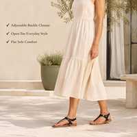 Sandales plates chic pour femme à lanières en T, style minimaliste, pour soirée romantique, bout ouvert, bohème, en similicuir léger, confortables et antidérapantes