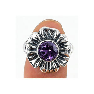 Anillo de plata esterlina 925 hecho a mano con piedras preciosas de amatista Ajuste de bisel de estilo clásico para fiesta-¡El mejor precio! - Product Image 5