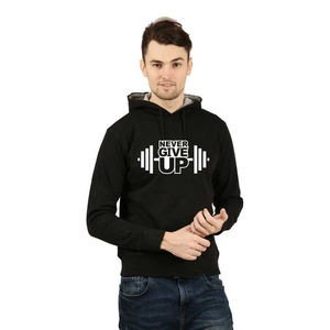 Sweats à capuche en coton de haute qualité couleur noire grande taille vêtements d'extérieur ajustés à capuche à manches longues pour garçons avec motif sérigraphié - Product Image 2