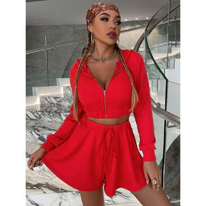 Top Quality Custom Made <b>Women</b> Summer Tracksuit <b>Set</b> Two Piece Hoodie & <b>Shorts</b> Wholesale Custom Hoodie & <b>Shorts</b> <b>Set</b> - Product Image 5