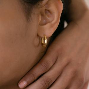 Bold Hinged <b>Hoops</b> <b>Chunky</b> <b>Gold</b> Earrings Elegant <b>Hoops</b> 925 <b>gold</b> plated <b>Hoop</b> Earrings Perfect Birthday Gifts for Her - Product Image 3