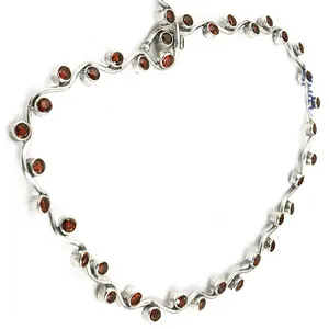 Collier pour femme en argent 925 avec pierre précieuse grenat, perle et diamant, style religieux, bijoux pour occasion de mariage, cadeau - Product Image 1