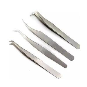 Punta plateada recubierta de polvo de acero inoxidable, agarre de diamante de 90 grados, pinzas de extensión de pestañas duraderas antiestáticas, mano con logotipo personalizado - Product Image 5