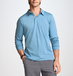 Vente en gros 55% polyester/24% coton/21% spandex 220 GSM Logo personnalisé Polo à manches longues pour hommes du Bangladesh - Product Image 1