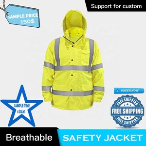 Chaqueta de Seguridad Tri Pro Sports ANSI CLASE 1, Amarillo Fluorescente, Oxford, Alta Visibilidad, Reflectante, Impermeable, Transpirable, Desmontable - Product Image 6