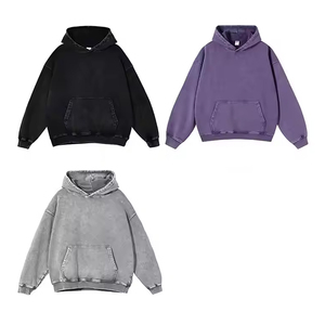 Sudaderas con capucha de ropa de calle Lavado ácido para hombres Jersey de color personalizado Sudaderas con capucha desgastadas con logotipo personalizado - Product Image 4