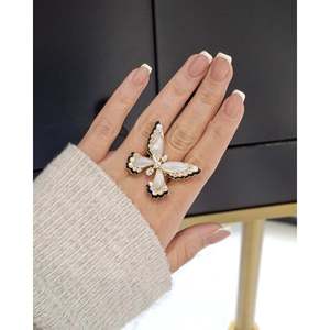 Bague en acier inoxydable plaqué or 18 carats, style vintage décontracté, sans ternissement, incrustation de zircon, bijoux - Product Image 5