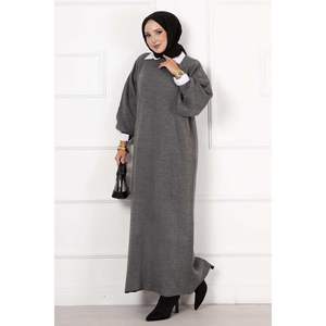 Vestido de punto con mangas de globo Antracita - Product Image 2