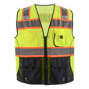 Chaleco de construcción de malla de poliéster de alta visibilidad personalizado al por mayor, chaleco de seguridad de talla grande de estilo informal con características de trabajo reflectantes - Product Image 1