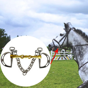 สายรัดปากม้าทำจากทองแดงบิตพร้อมตะขอเกี่ยวโซ่ทำจากสเตนเลสสตีลพร้อมขอบสำหรับม้าขี่ม้า - Product Image 2