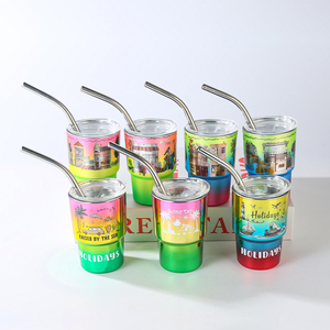 Wholesale 2.5oz Mini Tumbler <strong>Shot</strong> Glass Custom Electroplated Gradient Colors with Lid and <strong>Straw</strong> for Drinking Parties - Product Image 1