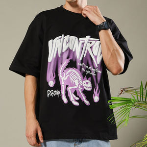 Offre Spéciale hommes col rond goutte épaule à manches courtes imprimé T-shirt incontrôlable bouffée imprimé hommes surdimensionné éponge T-shirt - Product Image 2