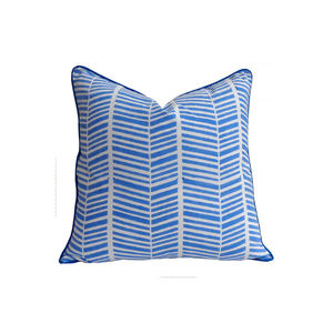 Best Selling 100% Cotton Piping <b>Cushion</b> Pillow <b>Cover</b> Exquisite Hand Block Printed Striped Pattern Woven Techniques Sofa Exhorts - Product Image 1