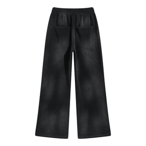 Últimos pantalones de chándal de pierna ancha lavados con ácido para hombres con logotipo personalizado apilado de gran tamaño pierna recta holgada en blanco de talla grande de punto plano - Product Image 2