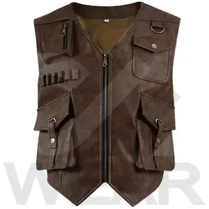 New Arrival Men Leather Vest Costume Brown Halloween Vest for Adult Available In All Colors And Sizes