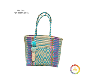 Portable Plastic Rattan <b>Bag</b> for Women Knitted Shopping Basket with Colorful Design Durable PP Strap Reusable Everyday Tote - Product Image 6