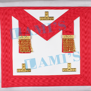Custom Made Worshipful Masters Scottish Rite Apron White & <b>Red</b> Handmade Masonic Regalia Leather Apron - Product Image 1