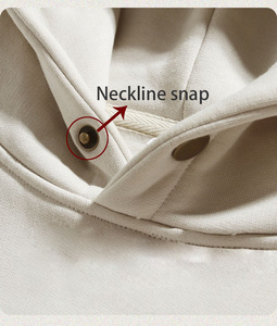 100% coton gris lourd polaire sans ficelle bouton pression sweats à capuche surdimensionnés avec poche hommes - Product Image 3