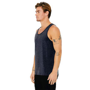 Side Seamed Retail Fit 100% Airlume Combed and Ring Spun Cotton 32 Single 4.2 oz Navy Unisex Jersey Tank - Product Image 2