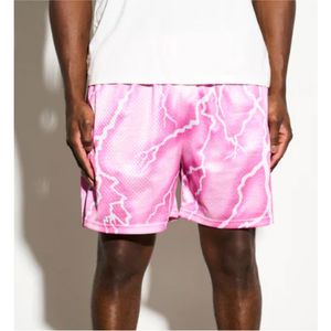 Pantalones Cortos de Baloncesto Personalizados de Malla Rosa Sólida, Ligeros, Transpirables, Antibacterianos, Anti-UV, Ropa Deportiva para Hombre, Gimnasio, Ropa Urbana - Product Image 2