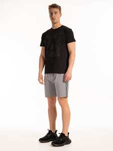 Pantalones cortos de fitness para gimnasio para hombre de alta calidad, pantalones de entrenamiento de secado con bolsillos, algodón y poliéster, suministro OEM, logotipo impreso en la cintura - Product Image 2