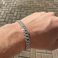 Bracelet tendance pour homme en argent sterling 925 avec moissanite ronde taille brillant 8 mm VVS1 sertie en canal, maillons cubains, idéal pour le quotidien