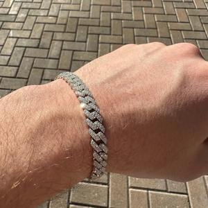 8mm Round Brilliant Cut Moissanite VVS1 Channel Set Cuban Link Men's 925 <b>Sterling</b> <b>Silver</b> <b>Bracelet</b> - Product Image 1