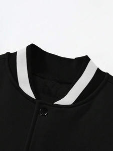 Noir blanc collège Baseball Varsity veste pour hommes poids lourd polaire corps lettre Patch conception bouton pression fermeture vêtements d'extérieur - Product Image 4