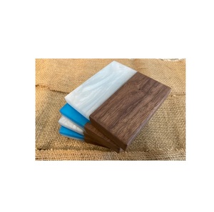 Epoxy Resin and Wood <b>Coaster</b> Set of 4 for Bar Kitchen Ware and Restaurants <b>Green</b> and Blue Color Hot Sale - Product Image 6