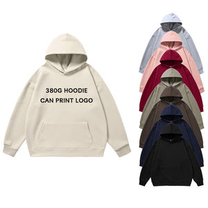 Sweat à capuche épais en coton pour hommes 480g unisexe couleur unie vierge unie sweat à capuche double couche pour hommes - Product Image 1