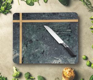 Planche à découper marbre noir incrustation en laiton Fruits légumes coupe pour maison Restaurant hôtel cuisine Gadgets fabriqués en inde - Product Image 5