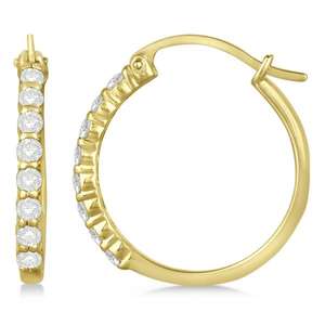 Pendientes de Aro de Oro Amarillo de 14K con Diamantes Genuinos de 0.50ct con Engaste Pavé - Product Image 2