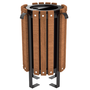Contenedor de Basura para Exteriores con Acabado de Madera, Cubo de Basura Público con Tapa para Parque, Calle o Jardín - Product Image 1